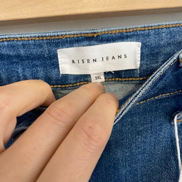 Risen Jeans Womens Size 3XL Medium Wash Straight Leg High Rise Stretch - Picture 5 of 9